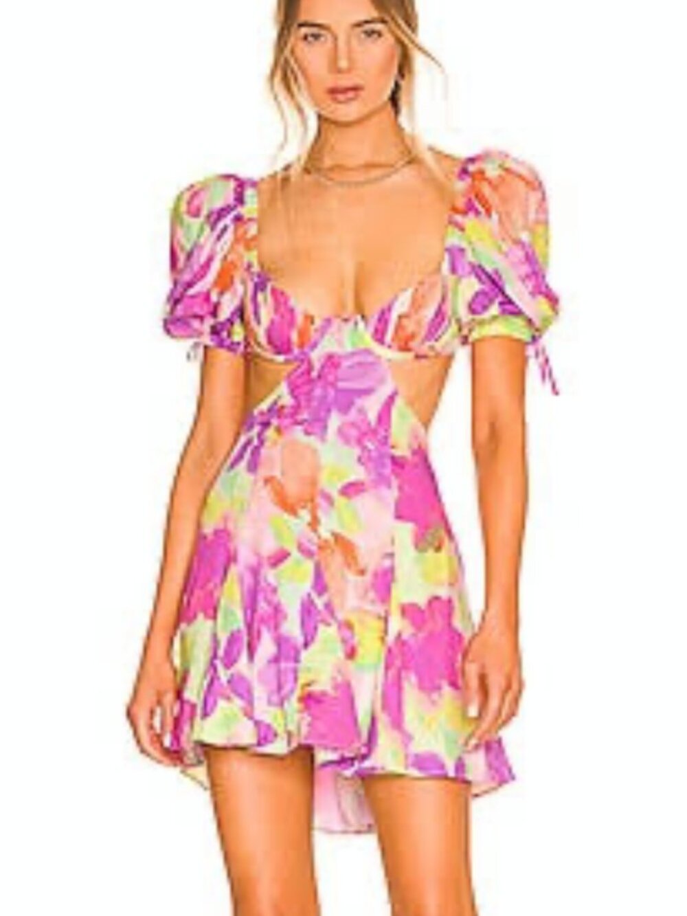 For Love And Lemons Mya Printed Cut Out Mini Dress Size Small